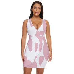 Cow Print, Pink, Design, Pattern, Animal, Baby Pink, Simple, Draped Bodycon Dress by nateshop