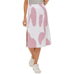 Cow Print, Pink, Design, Pattern, Animal, Baby Pink, Simple, Midi Panel Skirt by nateshop