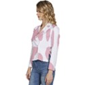 Cow Print, Pink, Design, Pattern, Animal, Baby Pink, Simple, Women s Long Sleeve Revers Collar Cropped Jacket View2