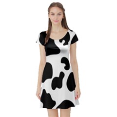 Black And White Cow Print,wallpaper Short Sleeve Skater Dress by nateshop