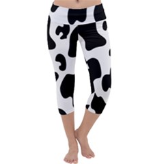 Black And White Cow Print,wallpaper Capri Yoga Leggings by nateshop