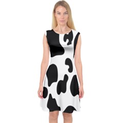 Black And White Cow Print,wallpaper Capsleeve Midi Dress by nateshop