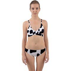 Black And White Cow Print,wallpaper Wrap Around Bikini Set by nateshop