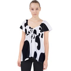 Black And White Cow Print,wallpaper Lace Front Dolly Top by nateshop