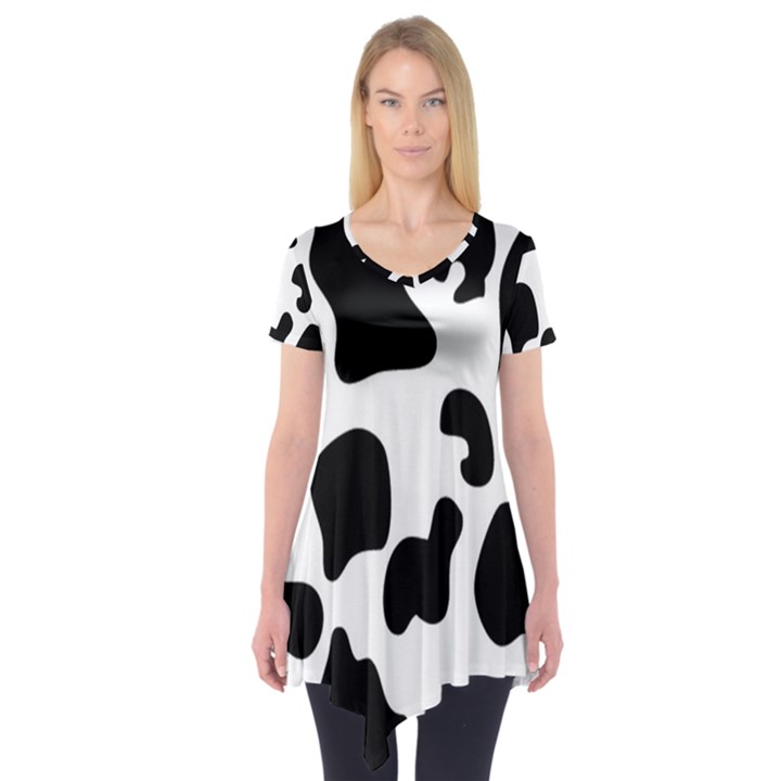 Black And White Cow Print,Wallpaper Short Sleeve Tunic 