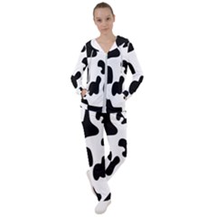 Black And White Cow Print,wallpaper Women s Tracksuit by nateshop