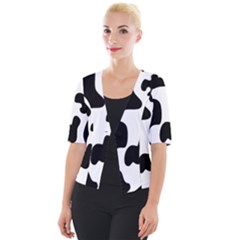 Black And White Cow Print,wallpaper Cropped Button Cardigan by nateshop