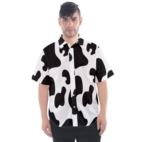 Black And White Cow Print,wallpaper Men s Short Sleeve Shirt by nateshop