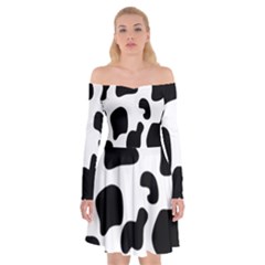 Black And White Cow Print,wallpaper Off Shoulder Skater Dress by nateshop