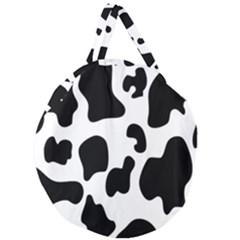 Black And White Cow Print,wallpaper Giant Round Zipper Tote by nateshop