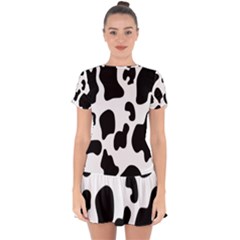 Black And White Cow Print,wallpaper Drop Hem Mini Chiffon Dress by nateshop