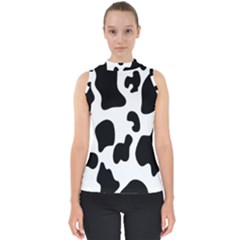 Black And White Cow Print,wallpaper Mock Neck Shell Top by nateshop