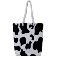 Black And White Cow Print,wallpaper Full Print Rope Handle Tote (small) by nateshop