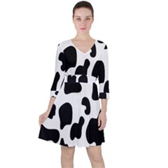 Black And White Cow Print,wallpaper Quarter Sleeve Ruffle Waist Dress by nateshop