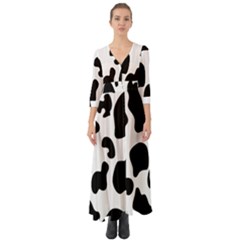 Black And White Cow Print,wallpaper Button Up Boho Maxi Dress by nateshop