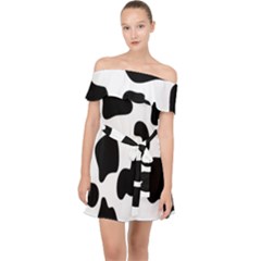 Black And White Cow Print,wallpaper Off Shoulder Chiffon Dress by nateshop