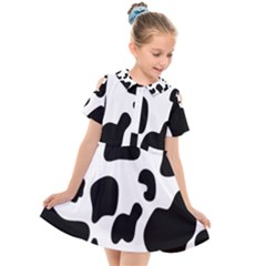 Black And White Cow Print,wallpaper Kids  Short Sleeve Shirt Dress by nateshop