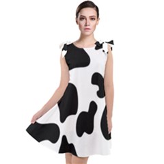 Black And White Cow Print,wallpaper Tie Up Tunic Dress by nateshop