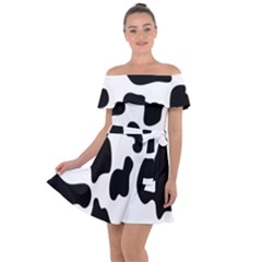 Black And White Cow Print,wallpaper Off Shoulder Velour Dress by nateshop