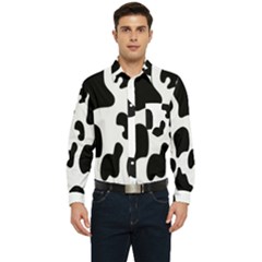 Black And White Cow Print,wallpaper Men s Long Sleeve Pocket Shirt  by nateshop