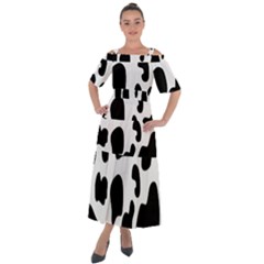 Black And White Cow Print,wallpaper Shoulder Straps Boho Maxi Dress  by nateshop