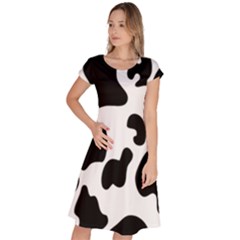 Black And White Cow Print,wallpaper Classic Short Sleeve Dress by nateshop