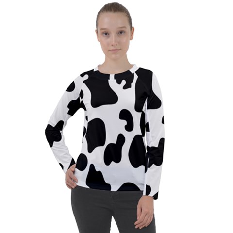 Black And White Cow Print,wallpaper Women s Long Sleeve Raglan T-shirt by nateshop