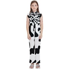 Black And White Cow Print,wallpaper Kids  Sleeveless Ruffle Edge Band Collar Chiffon One Piece by nateshop