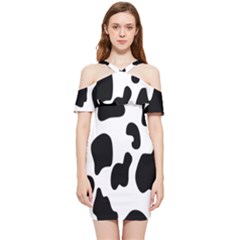 Black And White Cow Print,wallpaper Shoulder Frill Bodycon Summer Dress by nateshop