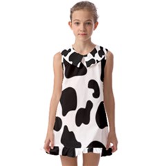 Black And White Cow Print,wallpaper Kids  Pilgrim Collar Ruffle Hem Dress by nateshop