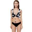 Black And White Cow Print,Wallpaper Low Cut Ruffle Edge Bikini Top View1