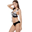 Black And White Cow Print,Wallpaper Low Cut Ruffle Edge Bikini Top View2