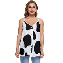 Black And White Cow Print,wallpaper Casual Spaghetti Strap Chiffon Top by nateshop