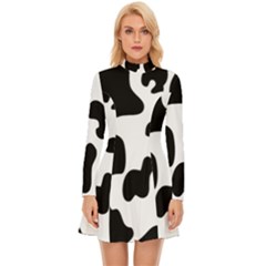 Black And White Cow Print,wallpaper Long Sleeve Velour Longline Dress by nateshop