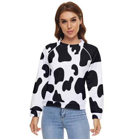 Black And White Cow Print,wallpaper Women s Long Sleeve Raglan T-shirt by nateshop