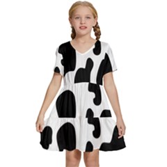 Black And White Cow Print,wallpaper Kids  Short Sleeve Tiered Mini Dress by nateshop