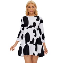 Black And White Cow Print,wallpaper Long Sleeve Babydoll Dress by nateshop