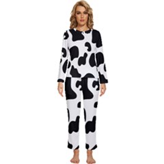 Black And White Cow Print,wallpaper Womens  Long Sleeve Lightweight Pajamas Set by nateshop