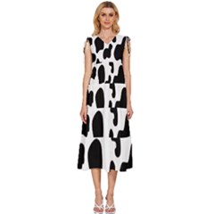 Black And White Cow Print,wallpaper V-neck Drawstring Shoulder Sleeveless Maxi Dress by nateshop