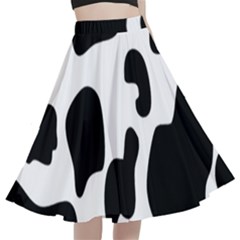 Black And White Cow Print,wallpaper A-line Full Circle Midi Skirt With Pocket by nateshop