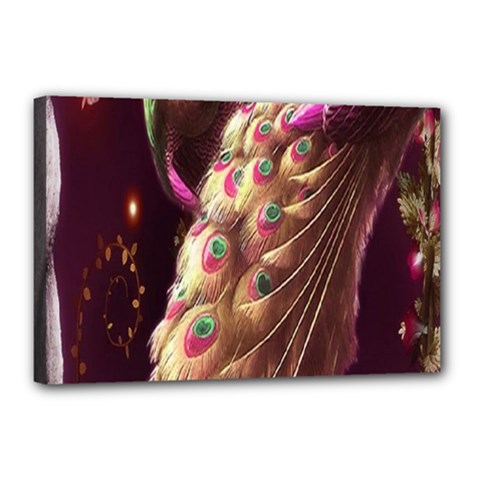 Peacock Dream, Fantasy, Flower, Girly, Peacocks, Pretty Canvas 18  X 12  (stretched) by nateshop