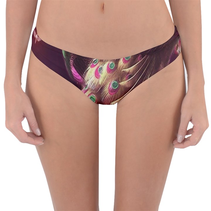 Peacock Dream, Fantasy, Flower, Girly, Peacocks, Pretty Reversible Hipster Bikini Bottoms