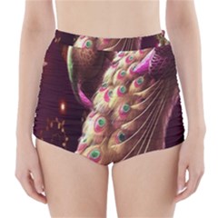 Peacock Dream, Fantasy, Flower, Girly, Peacocks, Pretty High-waisted Bikini Bottoms by nateshop