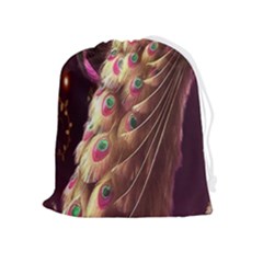 Peacock Dream, Fantasy, Flower, Girly, Peacocks, Pretty Drawstring Pouch (xl) by nateshop