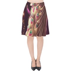 Peacock Dream, Fantasy, Flower, Girly, Peacocks, Pretty Velvet High Waist Skirt