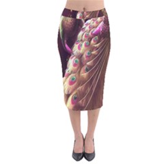 Peacock Dream, Fantasy, Flower, Girly, Peacocks, Pretty Velvet Midi Pencil Skirt by nateshop