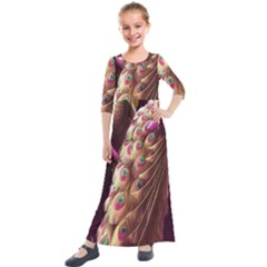 Peacock Dream, Fantasy, Flower, Girly, Peacocks, Pretty Kids  Quarter Sleeve Maxi Dress