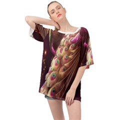 Peacock Dream, Fantasy, Flower, Girly, Peacocks, Pretty Oversized Chiffon Top by nateshop