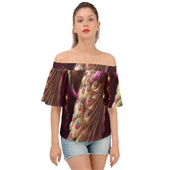 Peacock Dream, Fantasy, Flower, Girly, Peacocks, Pretty Off Shoulder Short Sleeve Top by nateshop