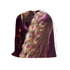 Peacock Dream, Fantasy, Flower, Girly, Peacocks, Pretty Drawstring Pouch (xl) by nateshop